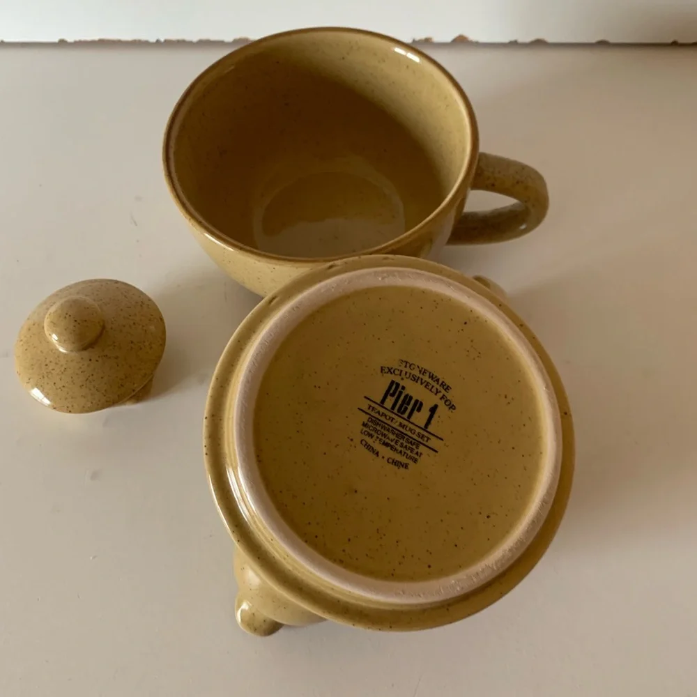 Pier 1 imports, stacking, stoneware, mug, and teapot set of two
